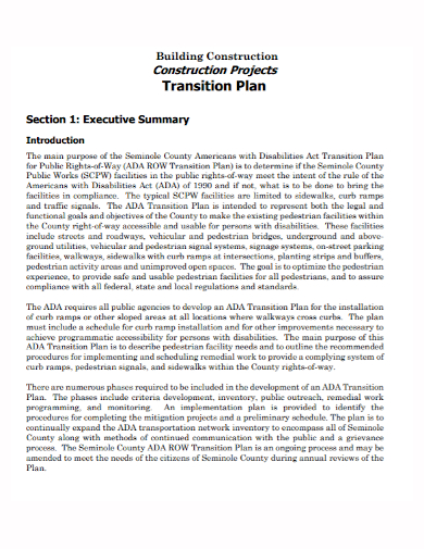 building construction project transition plan