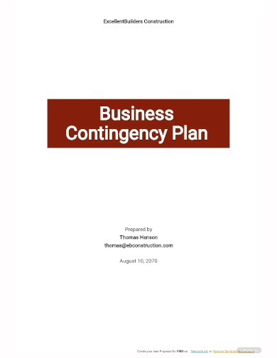 business contingency plan template