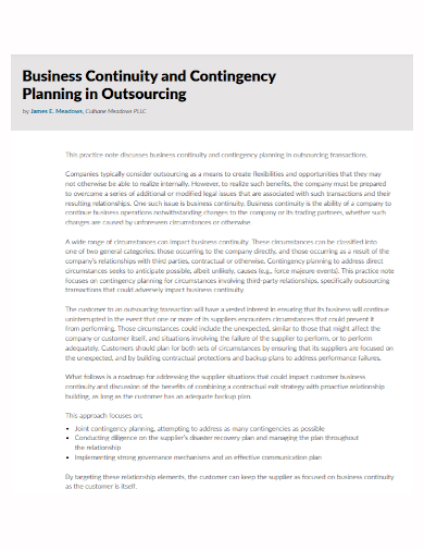 business continuity contingency plan