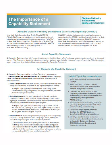business development capability statement
