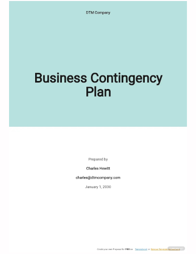 business emergency contingency plan template