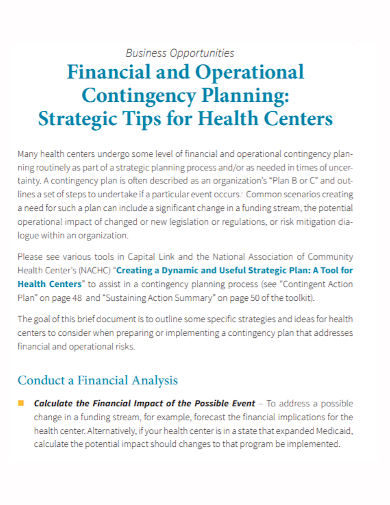 business financial operations contingency plan