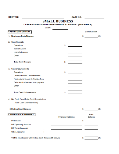 business monthly cash statement