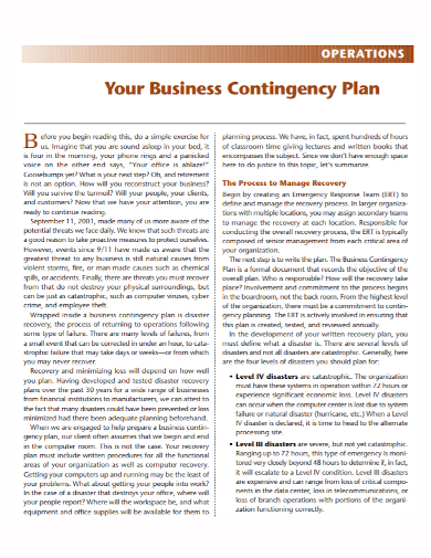 business operations contingency plan