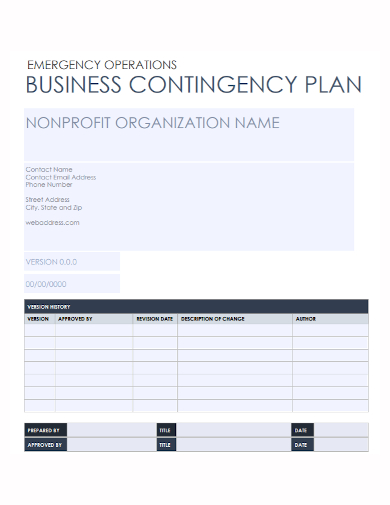 business operations emergency contingency plan