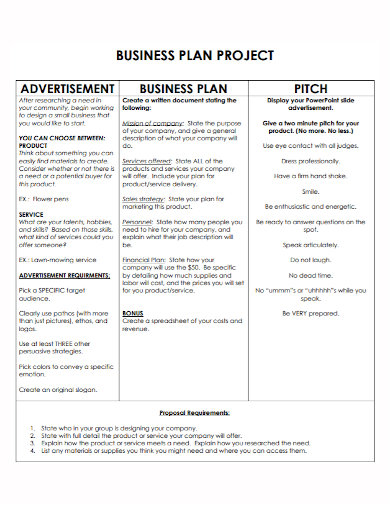 business project sales plan