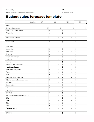 business sales forecast budget