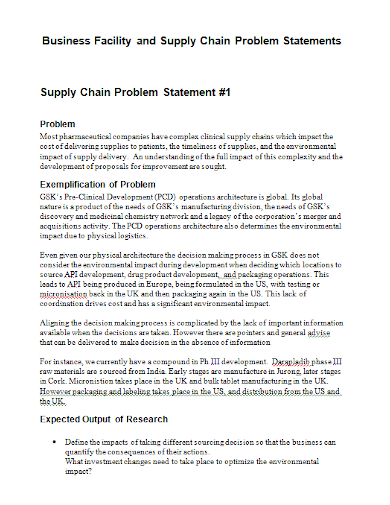 business supply chain problem statement