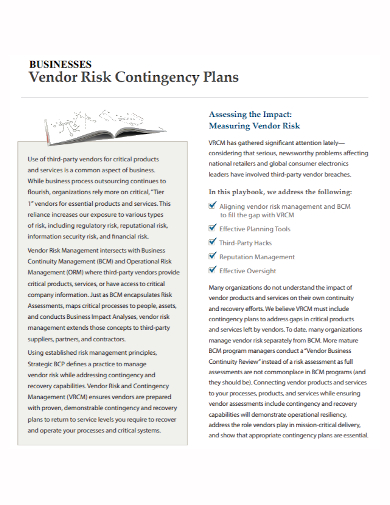 business vendor risk and contingency plan