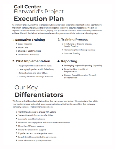 call center project execution plan