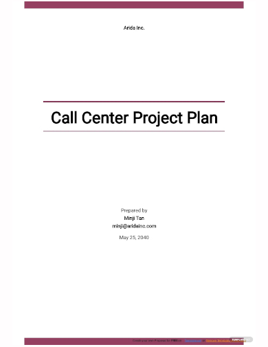 call center project plan template