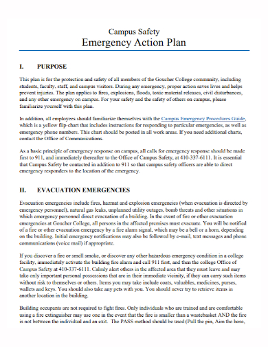 campus safety emergency action plan