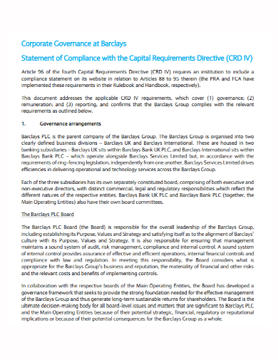 capital compliance statement