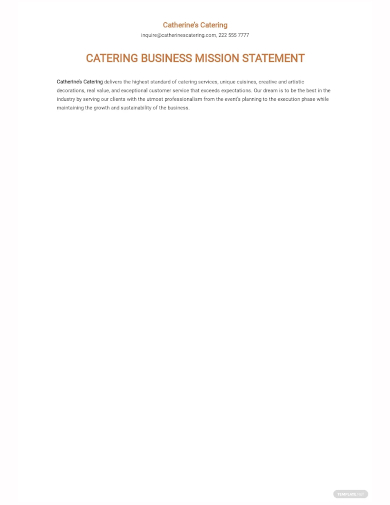 catering business mission statement template