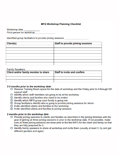 client workshop planning checklist