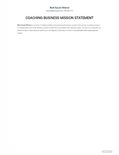coaching business mission statement template