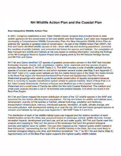 coastal wildlife action plan