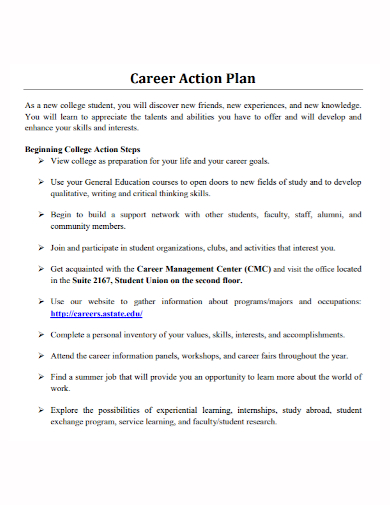 college career action plan