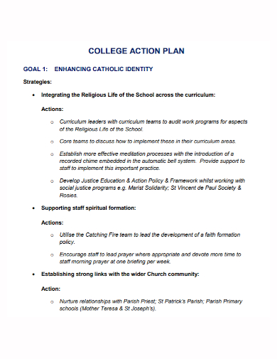 college strategic action plan