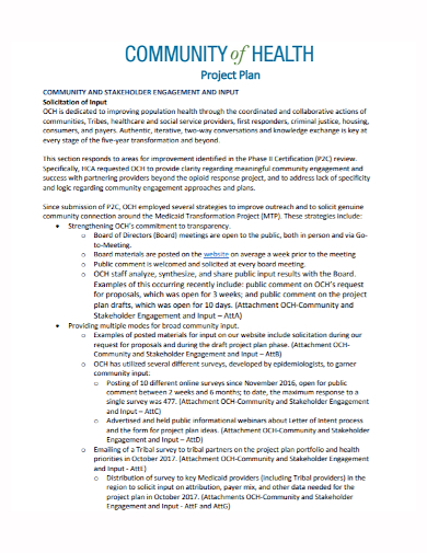 community health care project plan