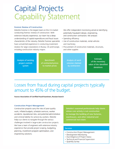 construction capital project capability statement