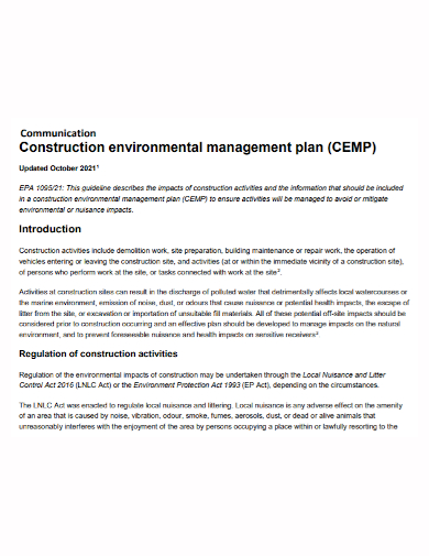 construction project communication management plan
