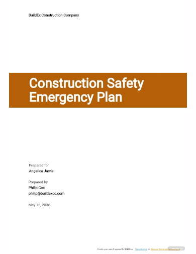 construction safety emergency plan template