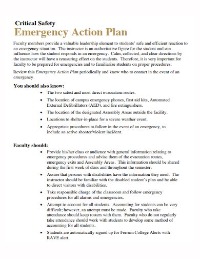 critical safety emergency action plan