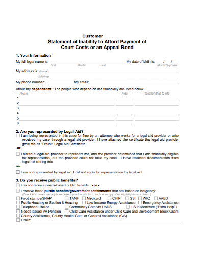 customer payment inability statement