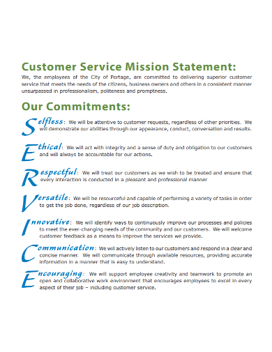 customer service mission statement