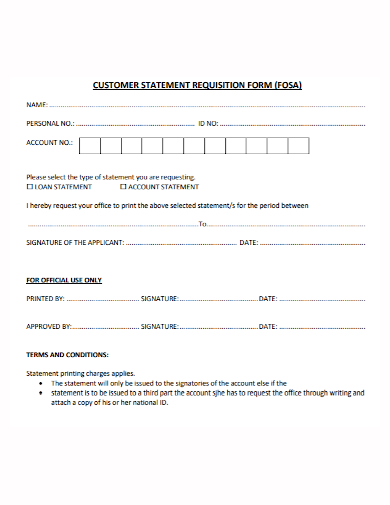 customer statement requisition form