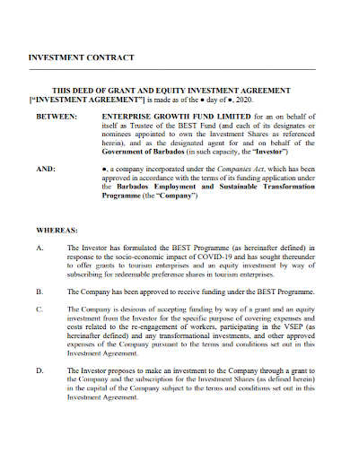 deed of grant equity investment contract