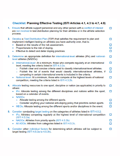 effective test plan checklist