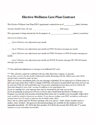 elective wellness care plan contract