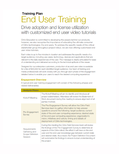 end user license training plan