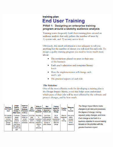 end user training plan