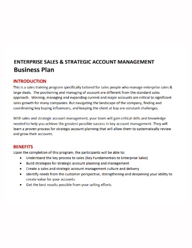 enterprise sales account management plan