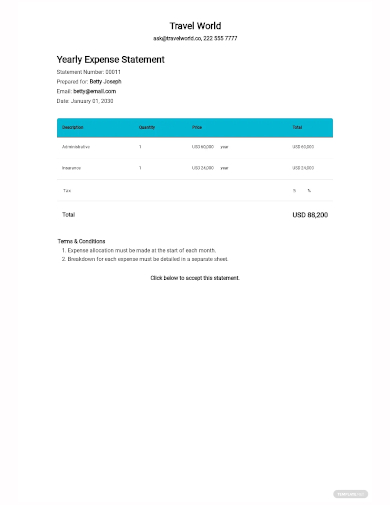 expense statement yearly template