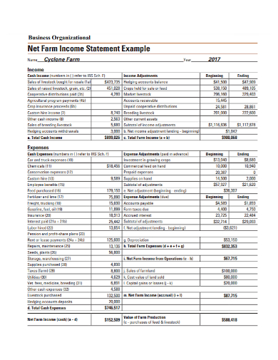 farm business income statement