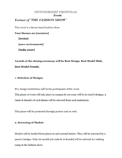 fashion sponsorship event proposal