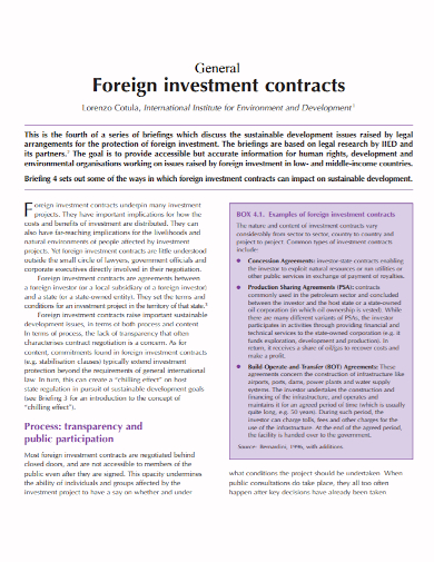foreign general investment contract