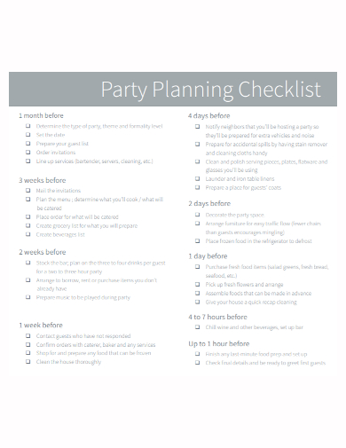 formal party planning checklist
