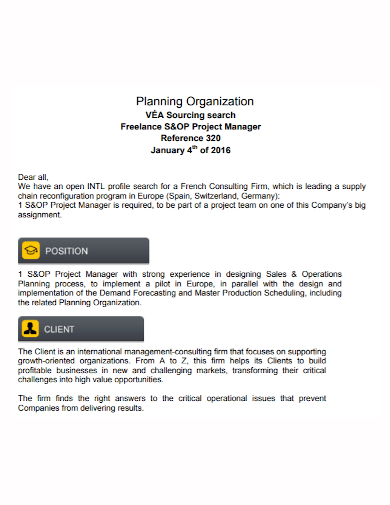 freelance organization project plan