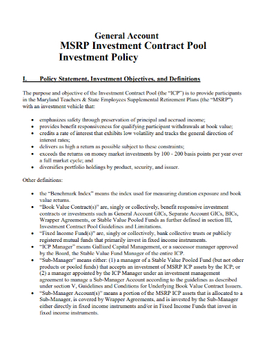 general investment policy contract