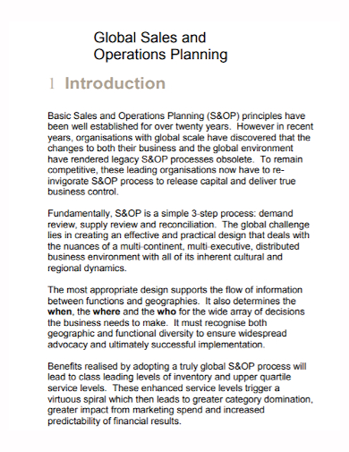 global operational sales plan