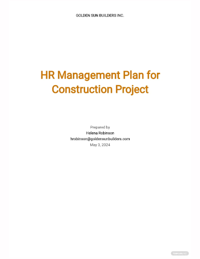 hr management plan for construction project template