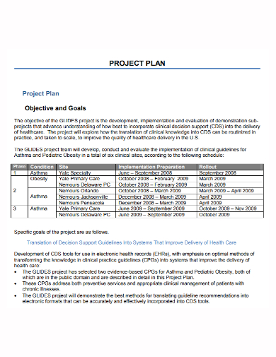 health care project plan