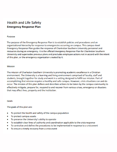 health and safety emergency response plan