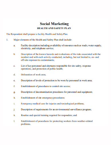health and safety social marketing plan