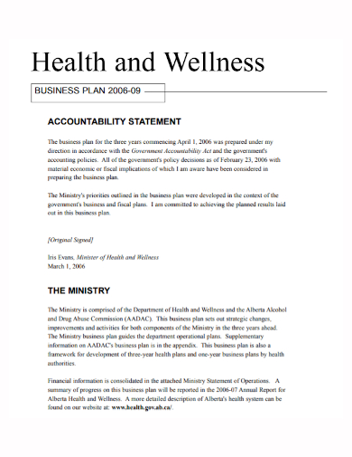 health and wellness business plan